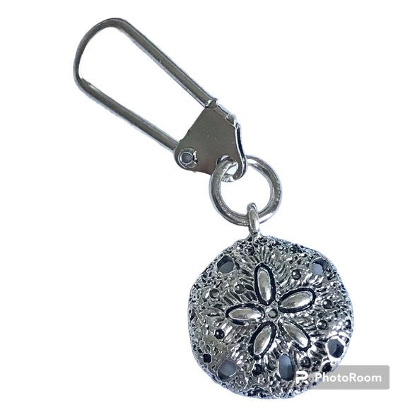 Sand Dollar Zipper Pull Handbag Purse Charm Backpack Silver Tone Sea Life Shell - Picture 1 of 6